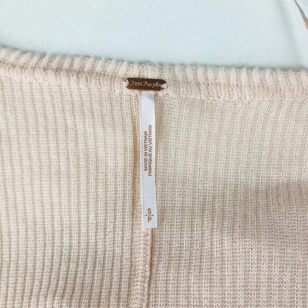 Free People Womens Small Sweater Pink Cozy With You Pullover Draped Surplice BV5